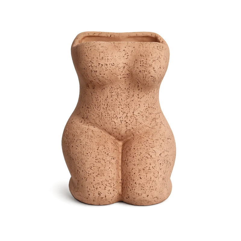 Boho Female Sculpture - Terracotta Home Accent & Flower Display