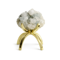 Green Apophyllite Quartz on Brass Claw Stand – Boho Geode Crystal Decor