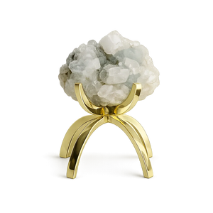 Green Apophyllite Quartz on Brass Claw Stand – Boho Geode Crystal Decor