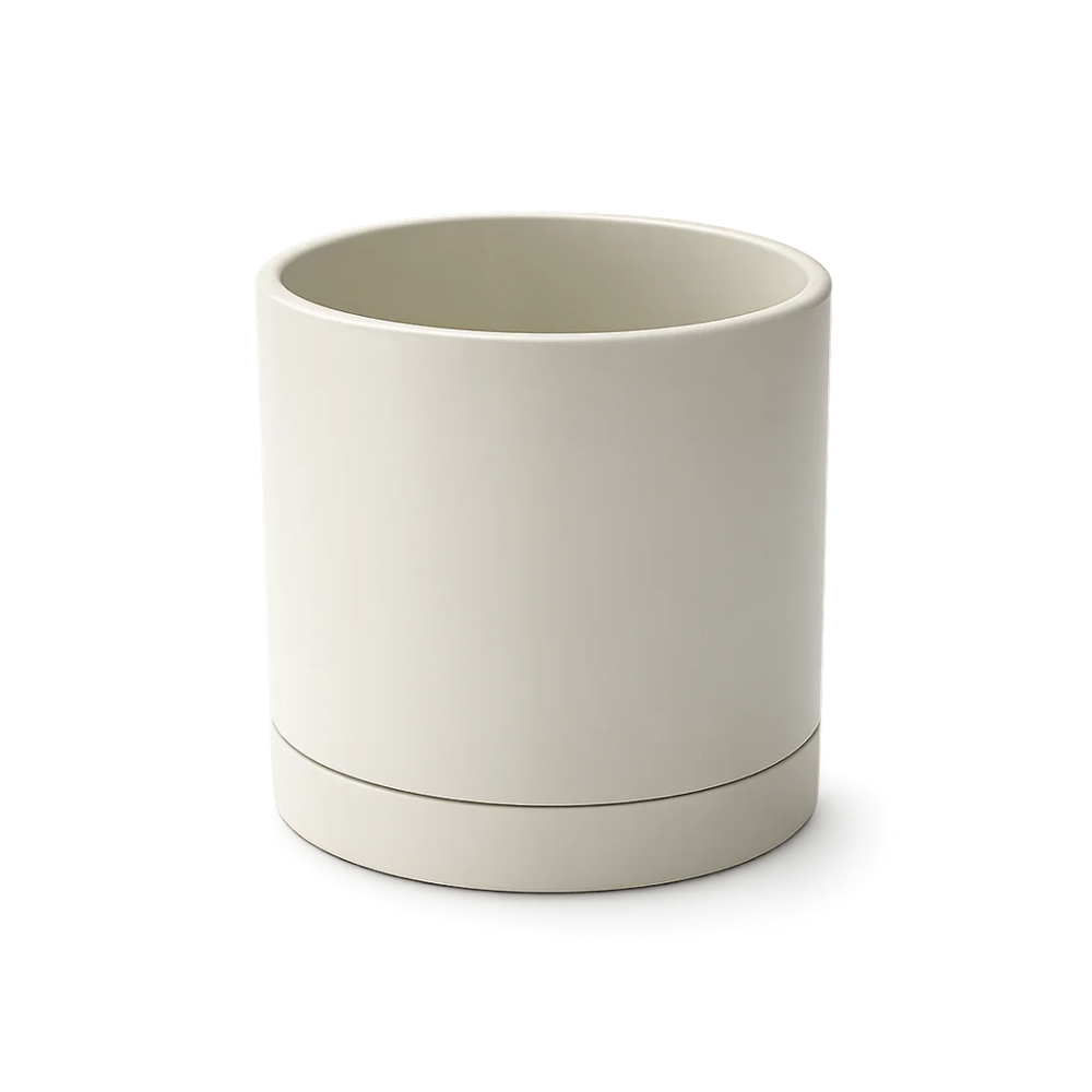 matte planter pot Ivory Modern Pot – Minimal Matte Planter with Saucer – myshelfie