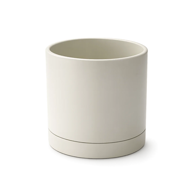 Ivory Modern Pot – Minimal Matte Planter with Saucer