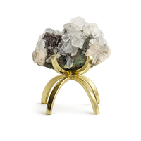 Raw White Apophyllite & Stilbite Quartz on Brass Claw Stand – Boho Crystal Decor