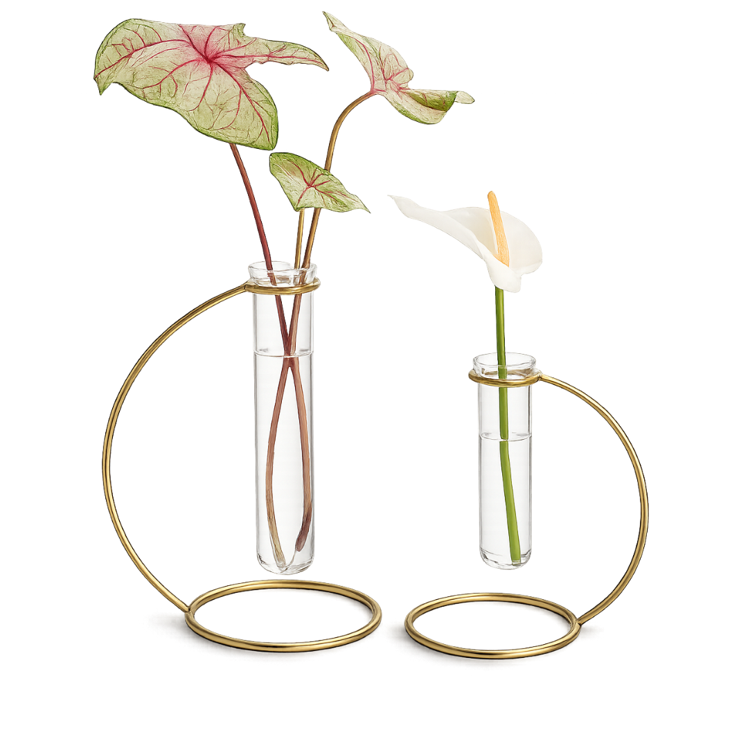 Glass Propagation Tube – Brass Plant Stand Vase