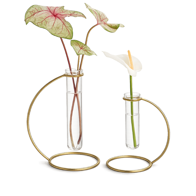 Glass Propagation Tube – Brass Plant Stand Vase