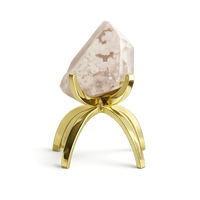 Pink Flower Agate Crystal on Brass Stand – Natural Boho Decor & Gift Idea