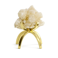 Stilbite & Pink Quartz Crystal on Brass Claw Stand – Unique Boho Decor Accent