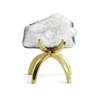 White Apophyllite Crystal on Brass Claw Stand – Modern Decor Accent