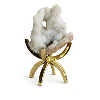 White Chalcedony Quartz – Boho Crystal Display with Brass Claw Stand