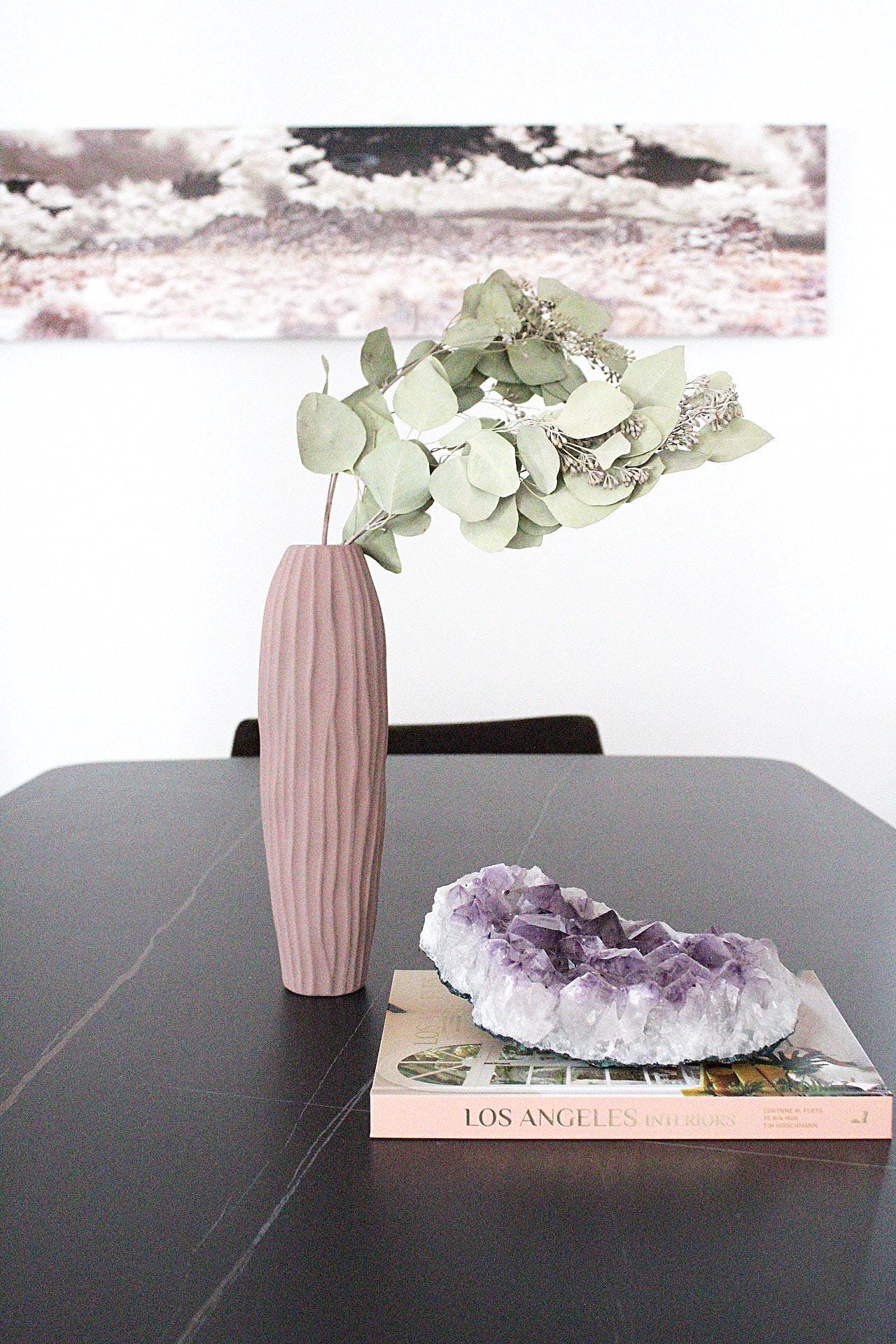 Purple Neutral Color Vase Muted Tone Tall Vase for Branches Brown Vase Floral Arrangement Rustic Vessel Ribbed Texture Wabi Sabi Aesthetic Modern Vase Floral Arrangement Organic Vessel Ribbed Texture Wabi Sabi