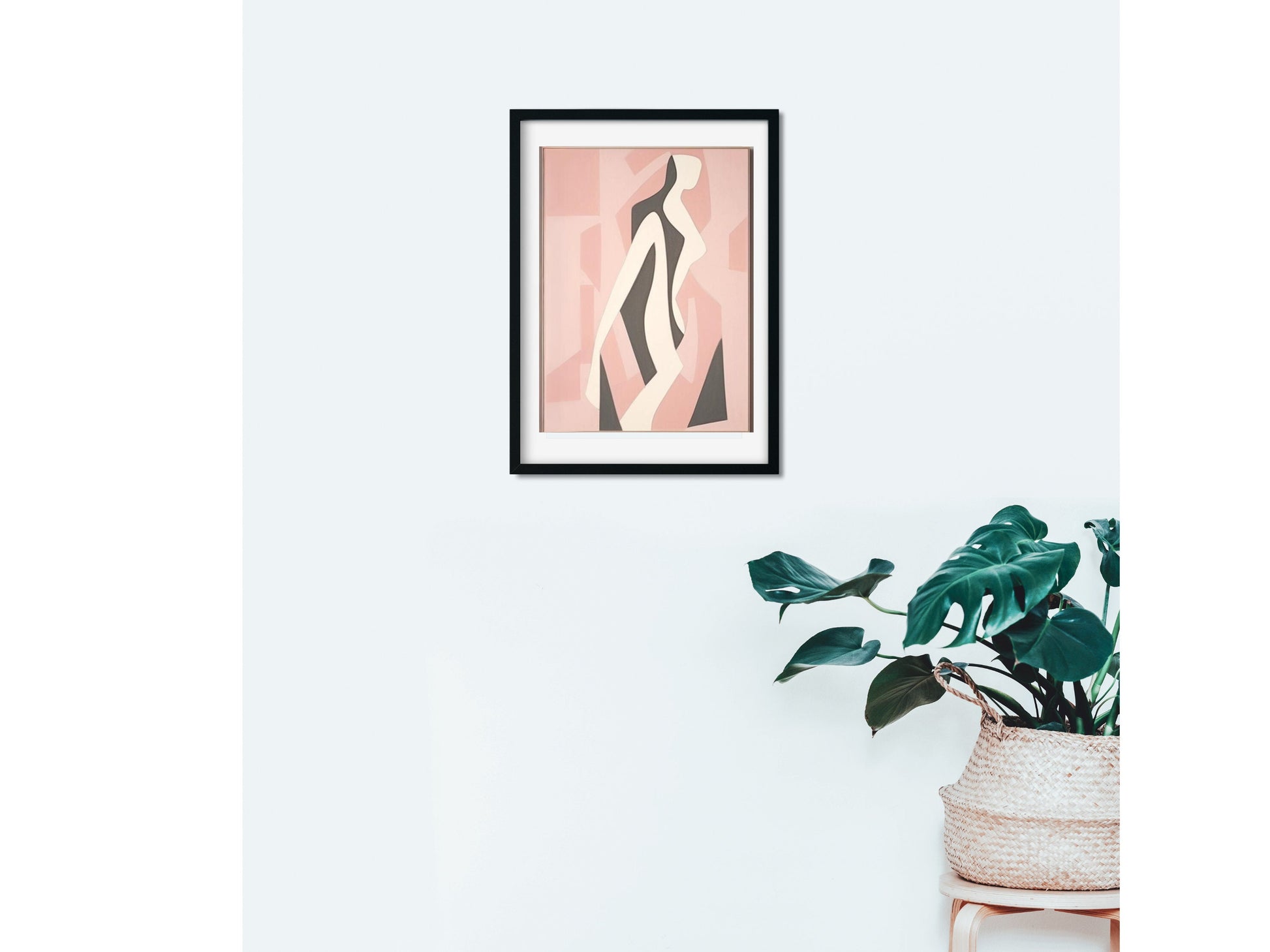 Wall Art Decor Modern Feminine Wall Art Pink Neutral Colored Framed Art Print Framed Abstract Art Woman Body in Matisse Inspired Painting Art  Framed Art Woman Body Print Wall Art Feminine Decor Art Female Form Line Art Matisse Inspired Painting