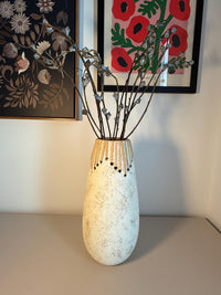 Artistic Ceramic Vase Boho Modern Style White Textured Design Decorative Home Accent Teardrop Shape Details Perfect Room Display Contemporary Farmhouse Decor Beautiful Birthday Gift Elegant Dried Flower Arrangement Handcrafted Creation