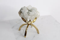 Green Crystal Apophyllite Quartz Stone Mineral on Brass Modern Claw Display Stand Boho Decor Geode Crystal Gift Raw Natural Freeform Crystal