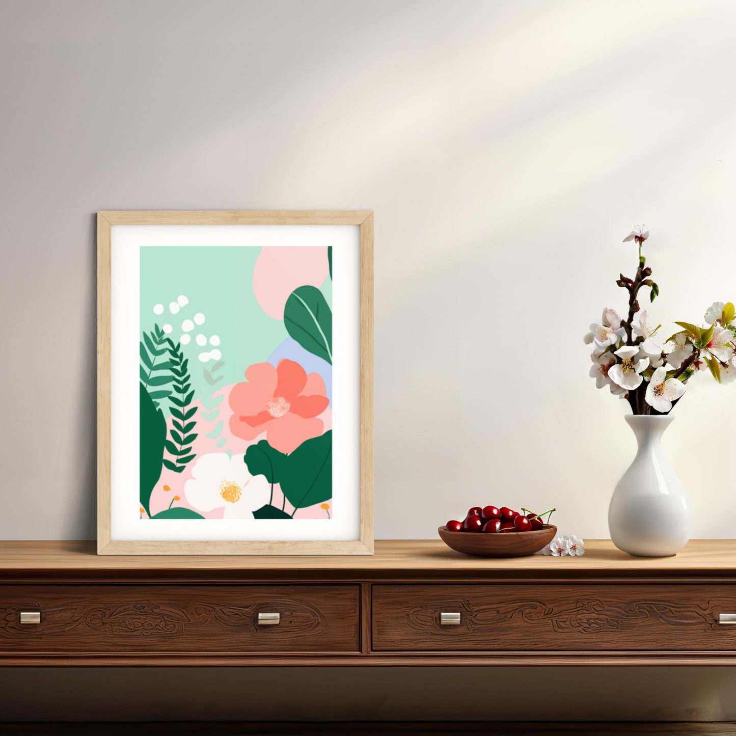 Garden Theme Nursery Decor Botanical Framed Art Wildflower Abstract Colorful Tropical Decor Matisse Style Floral Art Print Gallery Wall