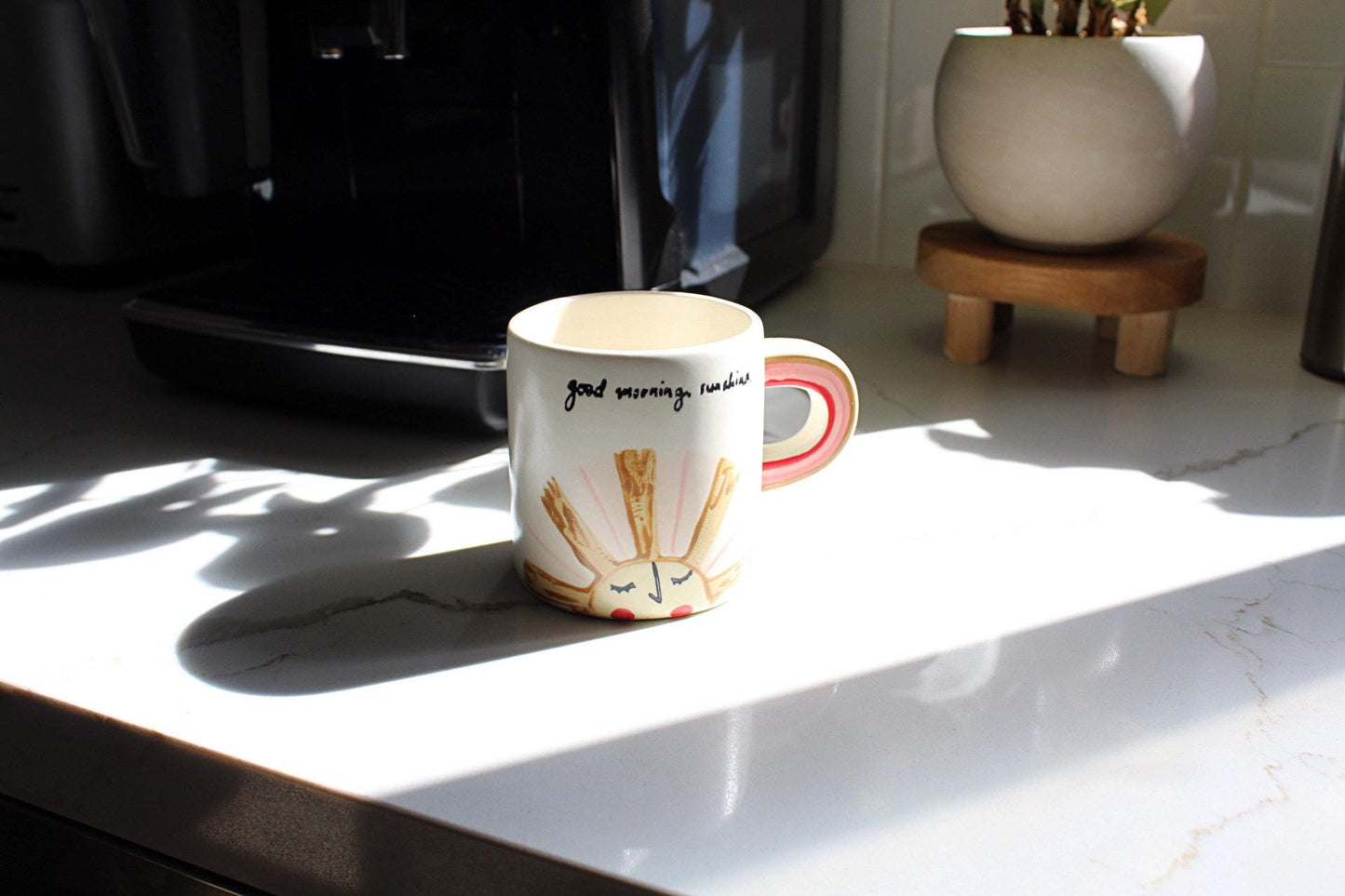 Funny Coffee Mug Morning Sunshine Design Birthday Gift For Friend Ceramic Cup Rainbow Handle Collection Coffee Lover Present Cheerful Daily Brew Essential Encouragement Message Beautiful Glazed Construction Unique Morning Motivation