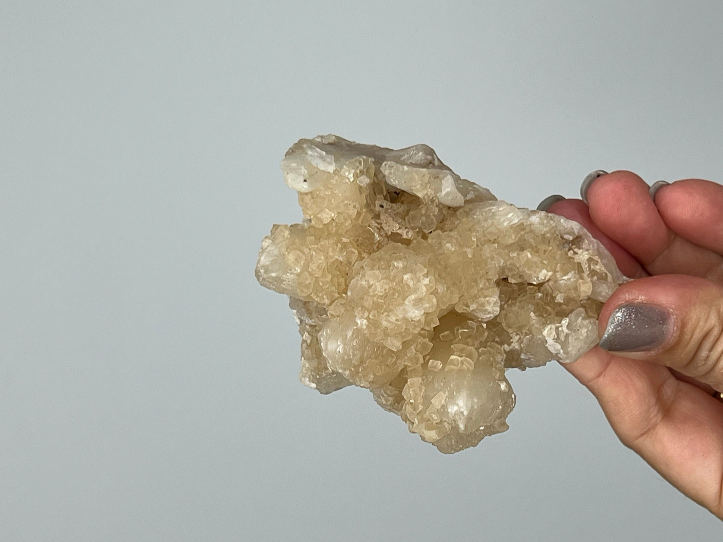 Stilbite & Pink Quartz Crystal on Brass Claw Stand – Unique Boho Decor Accent