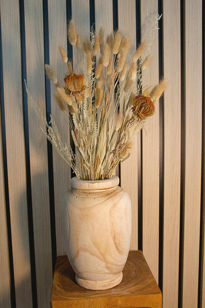 Organic Floral Container Wood Accent Vase - Japandi Farmhouse Decor