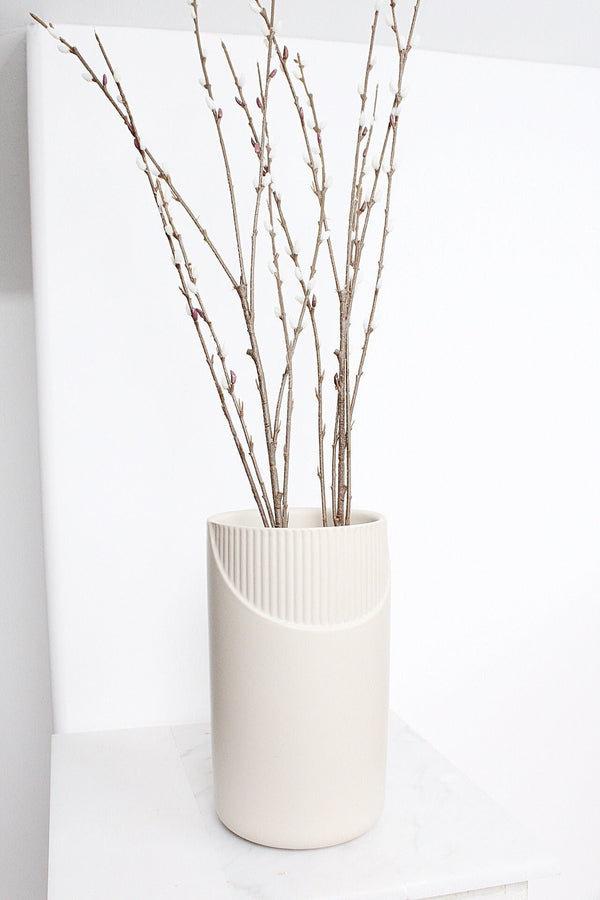 Neutral Beige Fluted Modern Pot Minimal Planter Indoor Plants Home Decor Floral Decorative Vase Wedding Elegant Wedding Venue Decoration