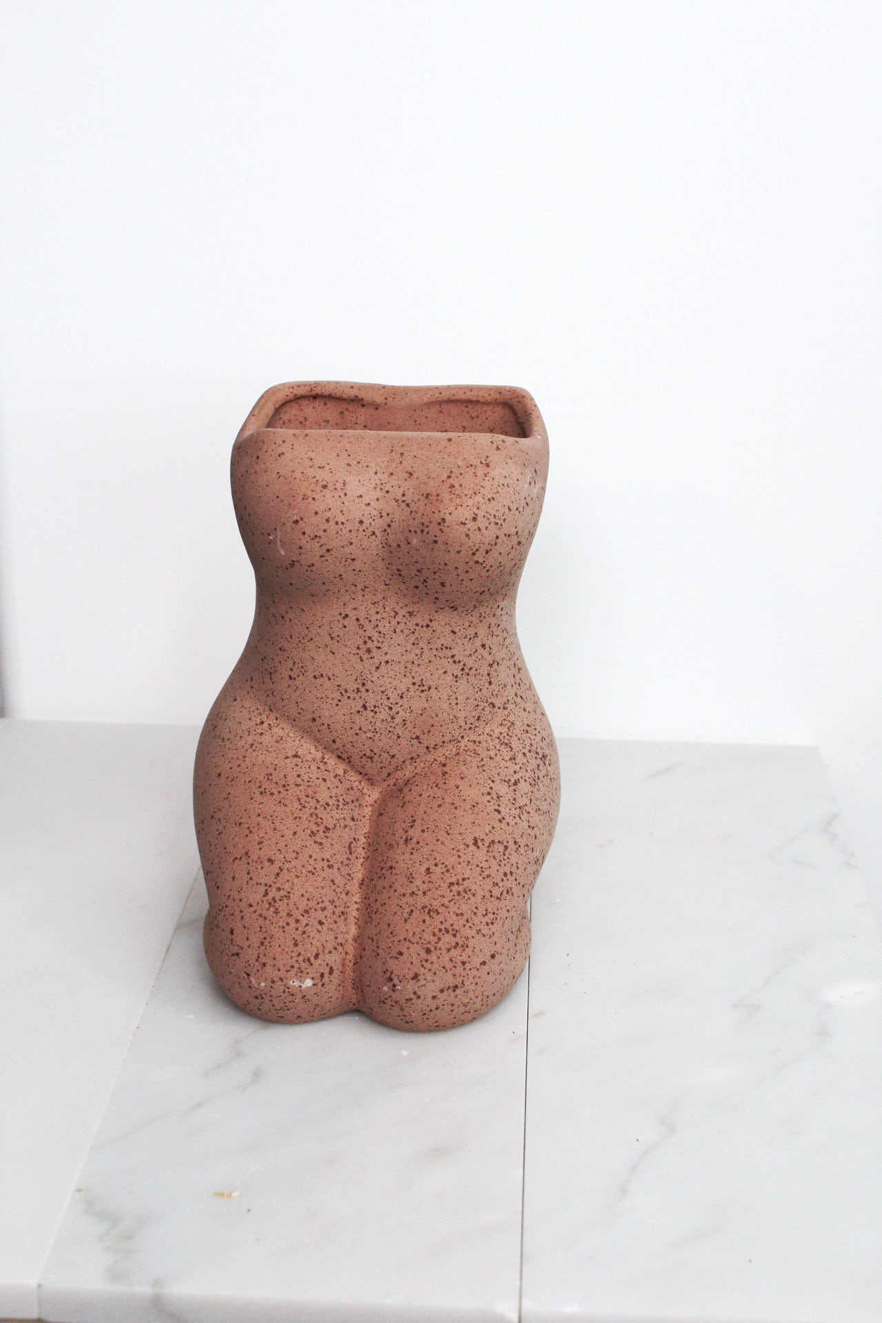 Contemporary Home Decor Boho Female Sculpture Ceramic Art Piece Modern Oriental Design Display Vase Interior Accent Living Room Collection Dried Flower Holder Beautiful Terracotta Creation Speckled Finish Woman Gift Present Artistic Display