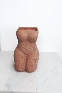 Contemporary Home Decor Boho Female Sculpture Ceramic Art Piece Modern Oriental Design Display Vase Interior Accent Living Room Collection Dried Flower Holder Beautiful Terracotta Creation Speckled Finish Woman Gift Present Artistic Display