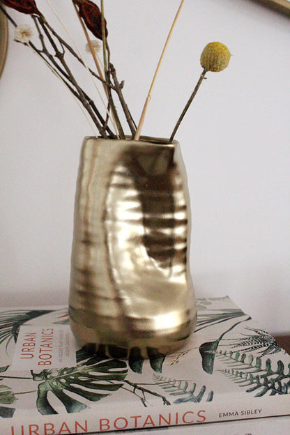 Dried Flower Vase Gold Ceramic Vase Table Centerpiece Housewarming Gift Wedding Gift Modern Home Decor Bookshelf Decor Gold Home Decor