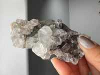 Raw White Apophyllite & Stilbite Quartz on Brass Claw Stand – Boho Crystal Decor