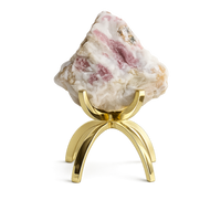 Pink Tourmaline Crystal on Brass Stand – Boho Gemstone Decor