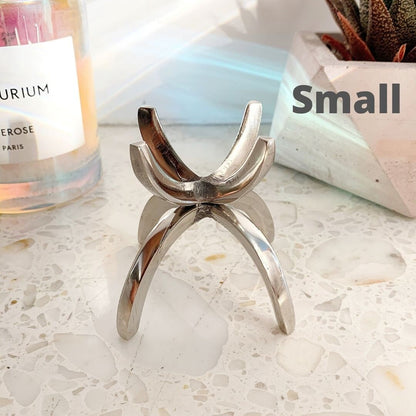 Modern Silver Crystal Display Holder Stand Aluminum Claw Minimal Crystal Display Stand Mineral Sphere Stylish Display Stand Geode Stand