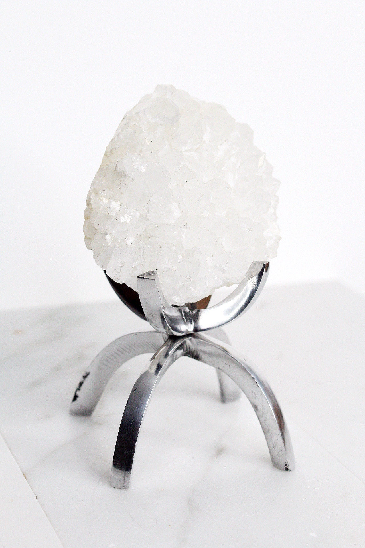 MM Quartz Crystal Mineral on Brass Modern Claw Display Stand Unique Crystal Decor Accent Crystal on Brass Stand MM Quartz Crystal Boho Home