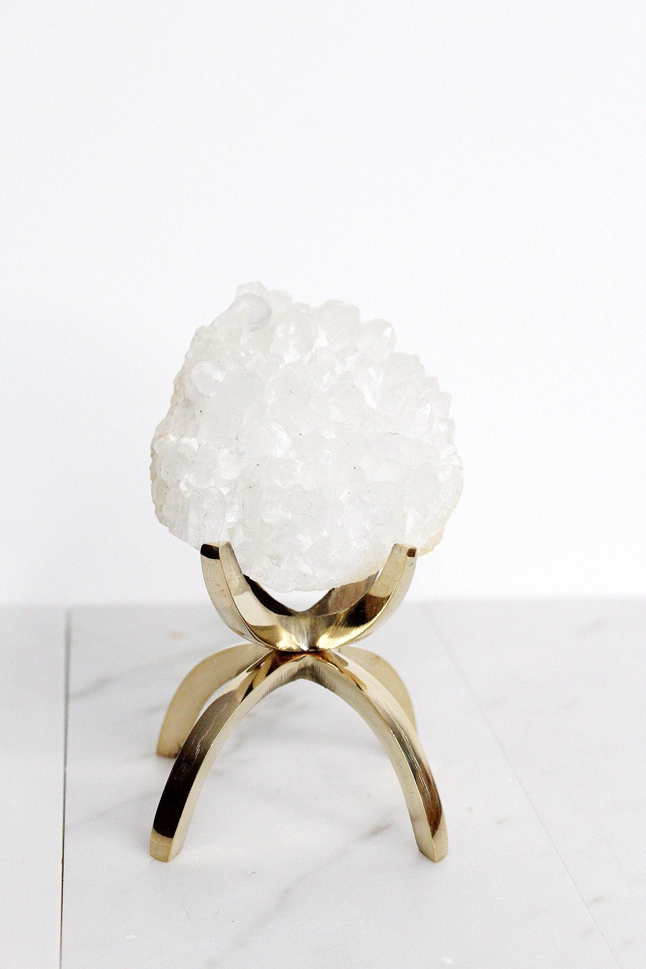 MM Quartz Crystal Mineral on Brass Modern Claw Display Stand Unique Crystal Decor Accent Crystal on Brass Stand MM Quartz Crystal Boho Home