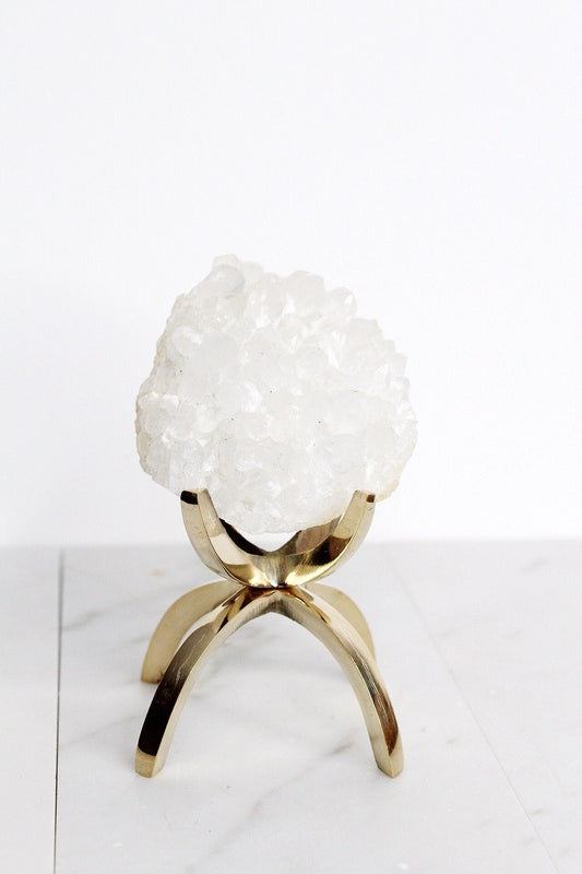 MM Quartz Crystal Mineral on Brass Modern Claw Display Stand Unique Crystal Decor Accent Crystal on Brass Stand MM Quartz Crystal Boho Home