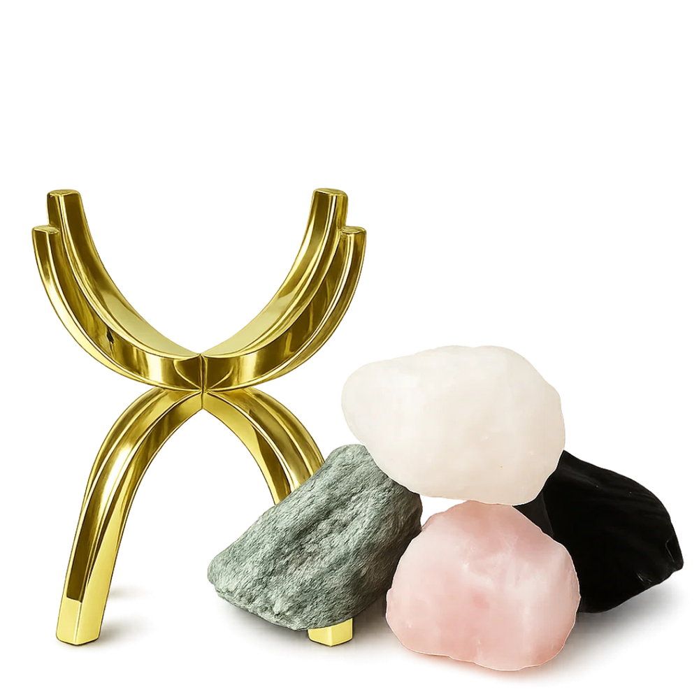 Crystal Energy Bundle – Modern Gemstone Decor Set with Brass Claw Stands