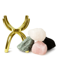 Crystal Energy Bundle – Modern Gemstone Decor Set with Brass Claw Stands