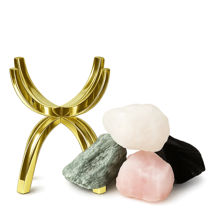 Crystal Energy Bundle – Modern Gemstone Decor Set with Brass Claw Stands
