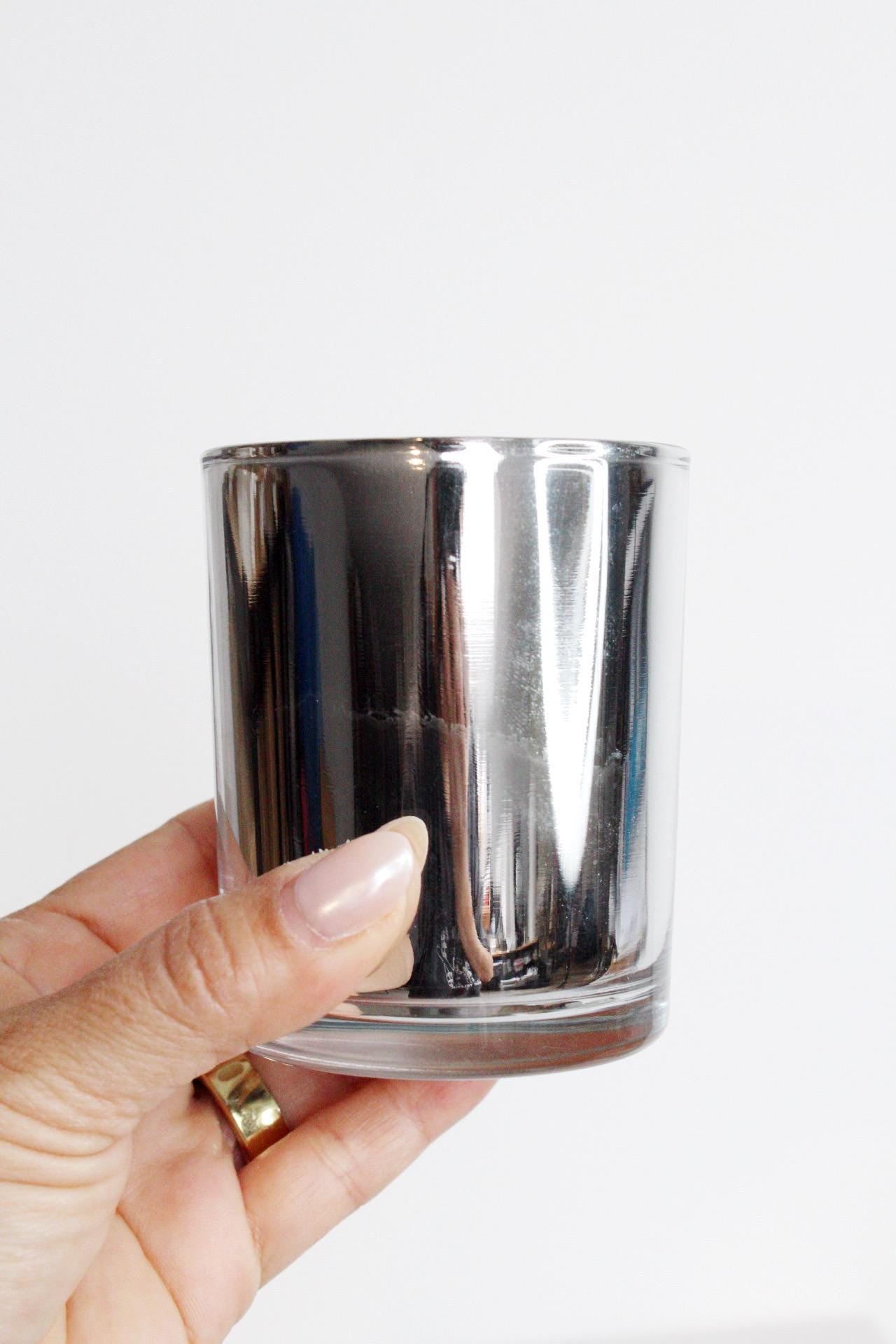 Candle Glass Container Metallic Luxury Designer Candle Vessel Glass Jar Iridescent Translucent Matte Black Modern Minimal Candle Jar Vessel