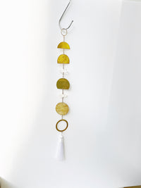 Handcrafted Brass Moon Phases Wall Hanging Art Sun Catcher Crystal Brass Moon Wall Hanging Art Real Natural Stone Clear Quartz White Tassel