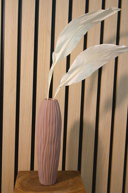 Purple Neutral Color Vase Muted Tone Tall Vase for Branches Brown Vase Floral Arrangement Rustic Vessel Ribbed Texture Wabi Sabi Aesthetic Modern Vase Floral Arrangement Organic Vessel Ribbed Texture Wabi Sabi Aesthetic
