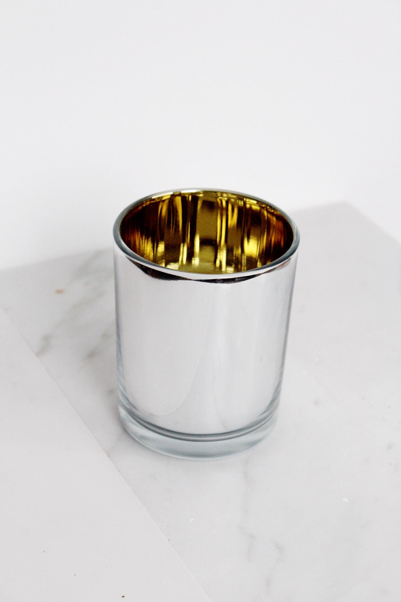 Candle Glass Container Metallic Luxury Designer Candle Vessel Glass Jar Iridescent Translucent Matte Black Modern Minimal Candle Jar Vessel