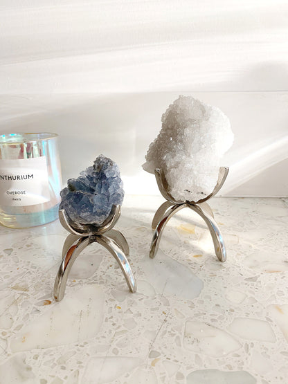 Modern Silver Crystal Stand Display Crystal Stand Gold Rock Display Holder Sphere Stand Home Decor Minimal Crystal Stand