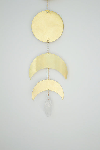 Gold Moon phase brass metal boho home decor astrological lunar phases space lover chakra nature lover holiday gift Sun Catcher Wall Art