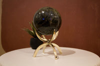 Modern Brass Crystal Stand Display Brass Crystal Stand Gold Rock Display Holder Sphere Stand Stylish Brass Home Decor Minimal Crystal Stand