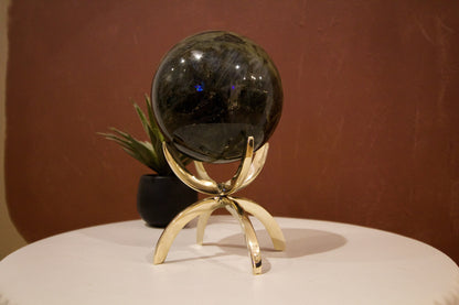Modern Brass Crystal Stand Display Brass Crystal Stand Gold Rock Display Holder Sphere Stand Stylish Brass Home Decor Minimal Crystal Stand