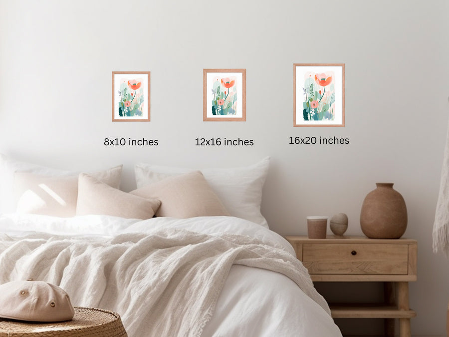Boho Nursery Decor Matisse Flower Watercolor Painting Print Garden Pastel Floral Frame Blush Pink Gallery Wall Framed Art Botanical Print Watercolor Painting Print Garden Colorful Wildflowers, Abstract Floral Prints, Minimalist Modern Decor