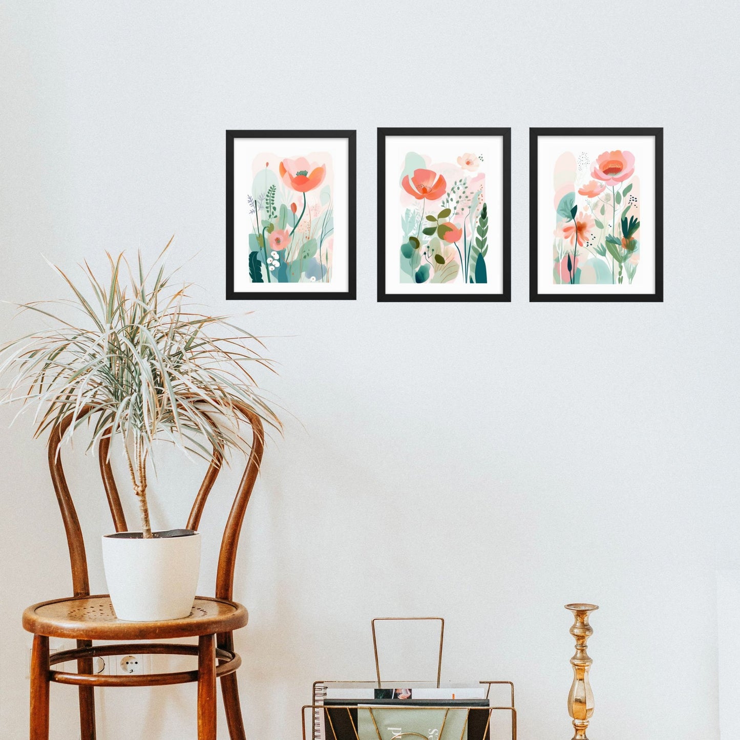 Customizable Wall Art Digital Art Downloads Printable Wall Art Pastel Floral Art Set of 3 Prints Watercolor Poppies Soft Color Palette Nursery Wall Decor