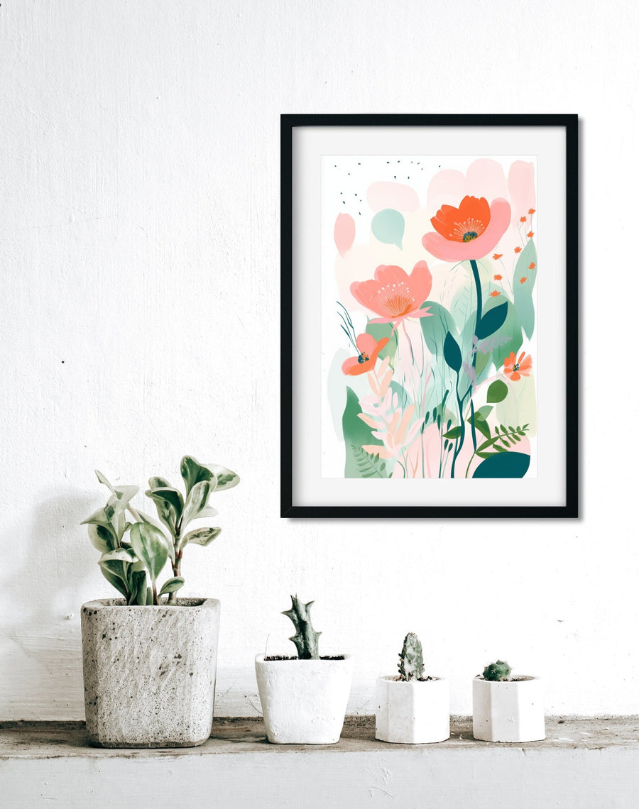 Boho Nursery Decor Matisse Flower Watercolor Painting Print Garden Pastel Floral Frame Blush Pink Gallery Wall Framed Art Botanical Print Watercolor Painting Print Garden Colorful Wildflowers, Abstract Floral Prints, Minimalist Modern Decor