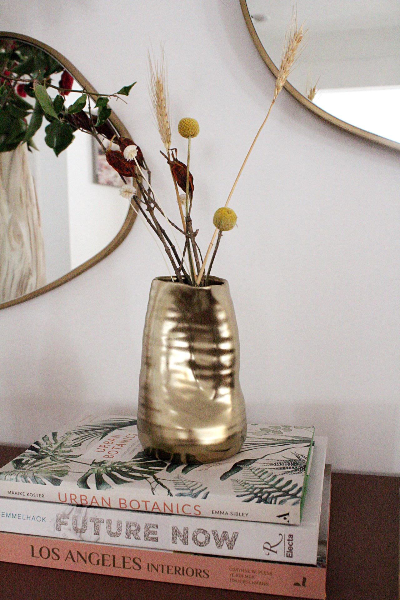 Ceramic Vase Gold Vase Modern Organic Decor Maximalist Decor Flower Vase Gold Accent Decor Shelf Decor Table Decor Console Table Decor Statement Vase