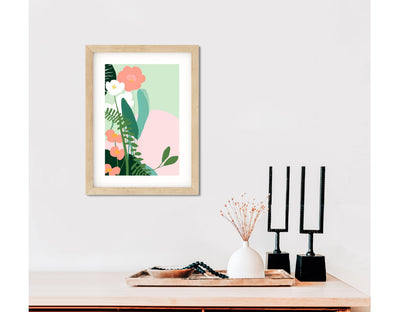 Botanical Wall Art Framed Floral Print Modern Minimalist Decor Pastel Abstract Living Room Bedroom Office Contemporary Nature Inspired Gift Matisse Style Pink Green White