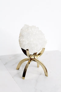 MM Quartz Crystal Mineral on Brass Modern Claw Display Stand Unique Crystal Decor Accent Crystal on Brass Stand MM Quartz Crystal Boho Home
