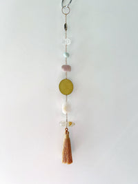 Natural Crystal Sun Catcher for Happiness Crystal Brass Moon Wall Hanging Art Citrine Amazonite Smoky Rose Quartz Clear Quartz Light Catcher