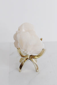 Pink Stilbite Quartz Crystal Mineral on Brass Modern Claw Display Stand Unique Boho Decor Accent Stilbite Quartz Crystal Stone Boho Decor
