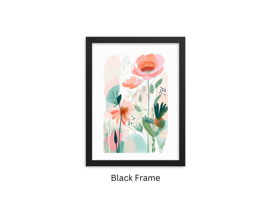 a black frame with a painting of flowers on it